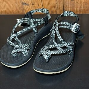 Chaco Z/Cloud X2 Sandals Black White Webbing Women’s 8